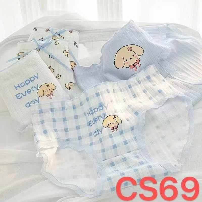 Blue Dog CS69 - Combo กางเกงลายดอกไม้ลายสุนัขสีน้ําเงิน 5 ตัว สําหรับเด็กผู้หญิง ผ้าคอตตอน - ไซส์ ML