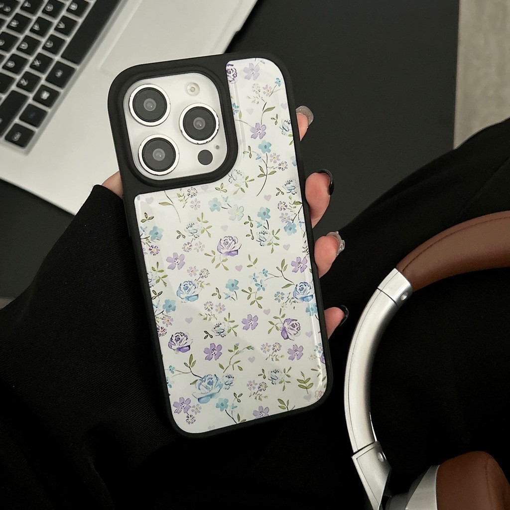 สีม่วง Rose ดอกไม้เคสโทรศัพท์ Drop-Resistant เคสโทรศัพท์สําหรับ iPhone 16 Promax 15 Promax 11 12 13 14plus 15plus 16e 16plus 16pro 15pro