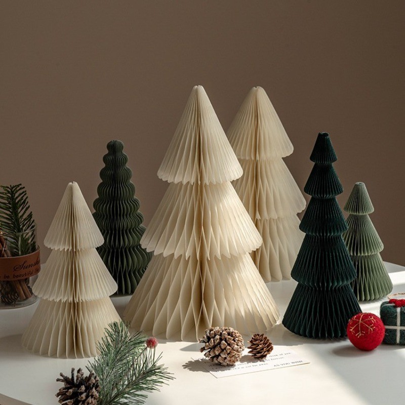 🎄ต้นคริสต์มาสลูกบอลรังผึ้งตกแต่ง 3D คริสต์มาสโอริกามิ ตกแต่งฉาก การตกแต่งคริสต์มาส