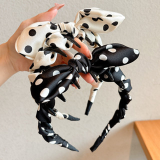 ที่คาดผมหวานลายจุดสีขาว สไตล์ย้อนยุค คุณภาพเยี่ยม