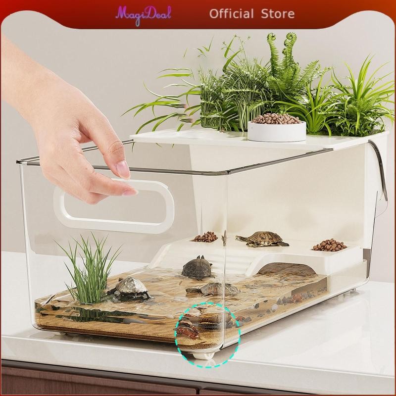[MAGIDEAL] Turtle Aquarium พร้อมแพลตฟอร์มมัลติฟังก์ชั่น Resting Terrapin Breeding Box Tortoise Case 