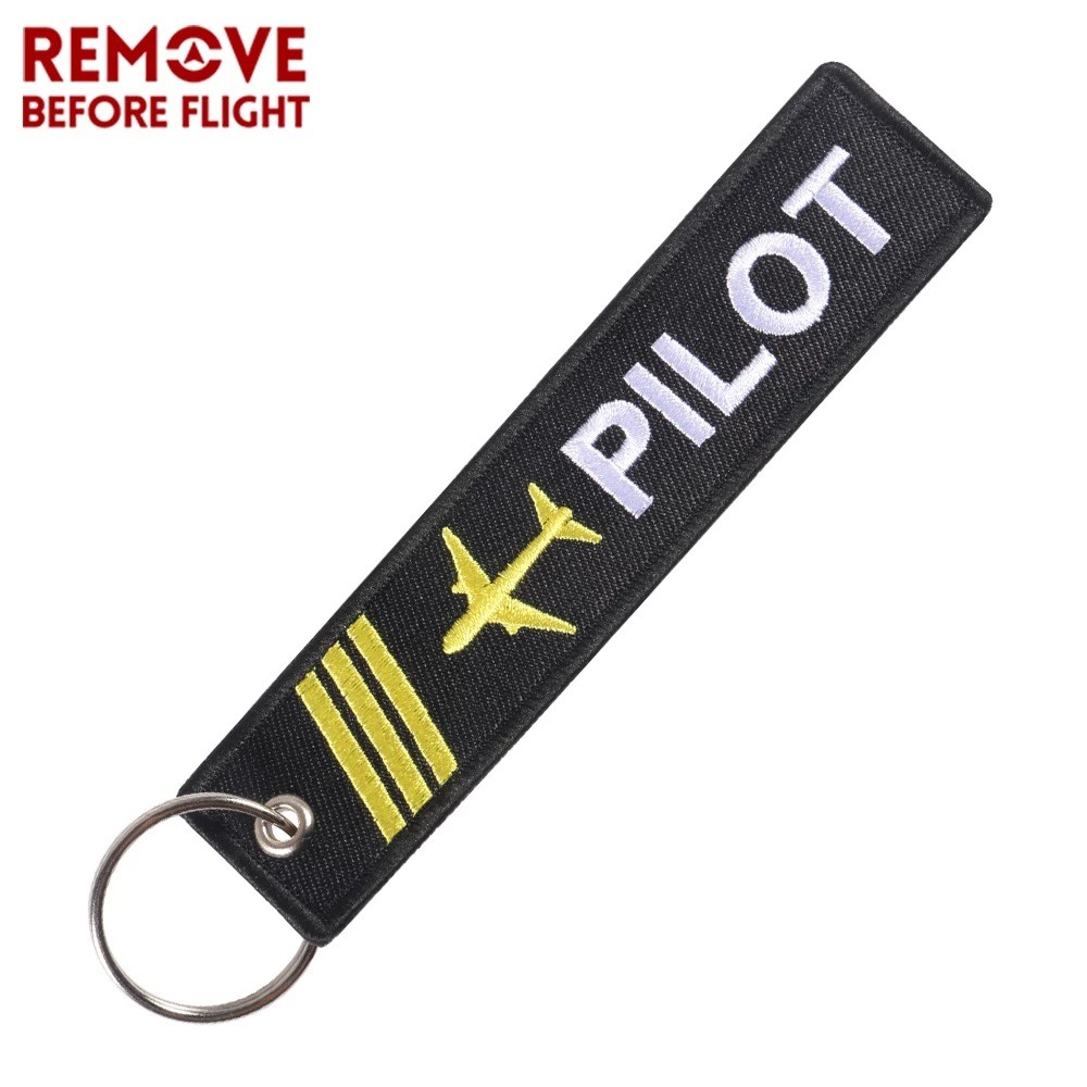 พวงกุญแจการบิน PILOT พวงกุญแจปัก REMOVE BEFORE FLIGHT พวงกุญแจของขวัญ FLIGHT การบิน REMOVE BEFORE FL
