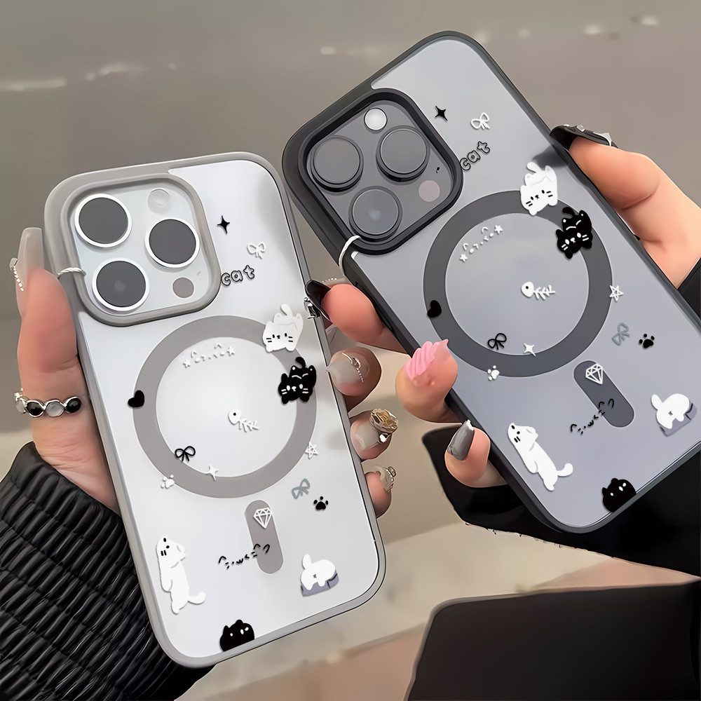 Magnetic เคสโทรศัพท์มือถือ For iPhone 13 11 17 pro max Case iPhone 11 15 16 pro max 14 12 pro max การ์ตูนอะคริลิคฝ้า ราคา ถูกที่สุด ดีลบีเคเค แกลเลอรีภาพที่ 3