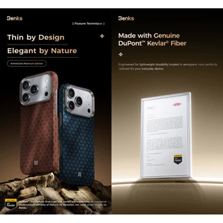 [Benks Official] Benks สําหรับ IPhone 17 Pro Magnetic ArmorGrid ArmorAir Back ในตัวพร้อมเคฟล่าร์® Aramid Fiber Ultra Slim & Lightweight Minimalist Casing ปกแข็ง