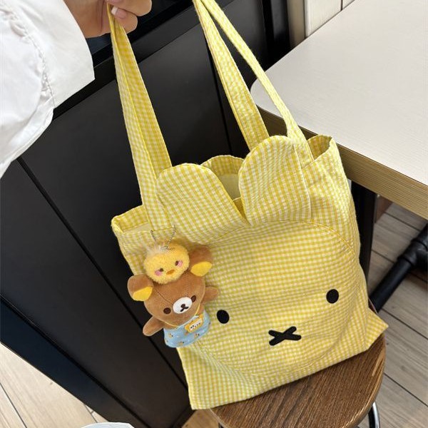 กระเป๋าถือใบใหญ่ Miffy Canvas สำหรับงานและการศึกษา สไตล์มินิมอล พิ้งกี้ฮาเวน