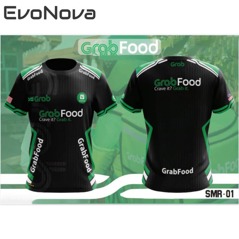 เสื้อสำหรับพนักงานจัดส่งGrab Food ผ้านุ่มระบายเหงื่อเร็ว ทั้งแบบแขนสั้นและแขนยาว
