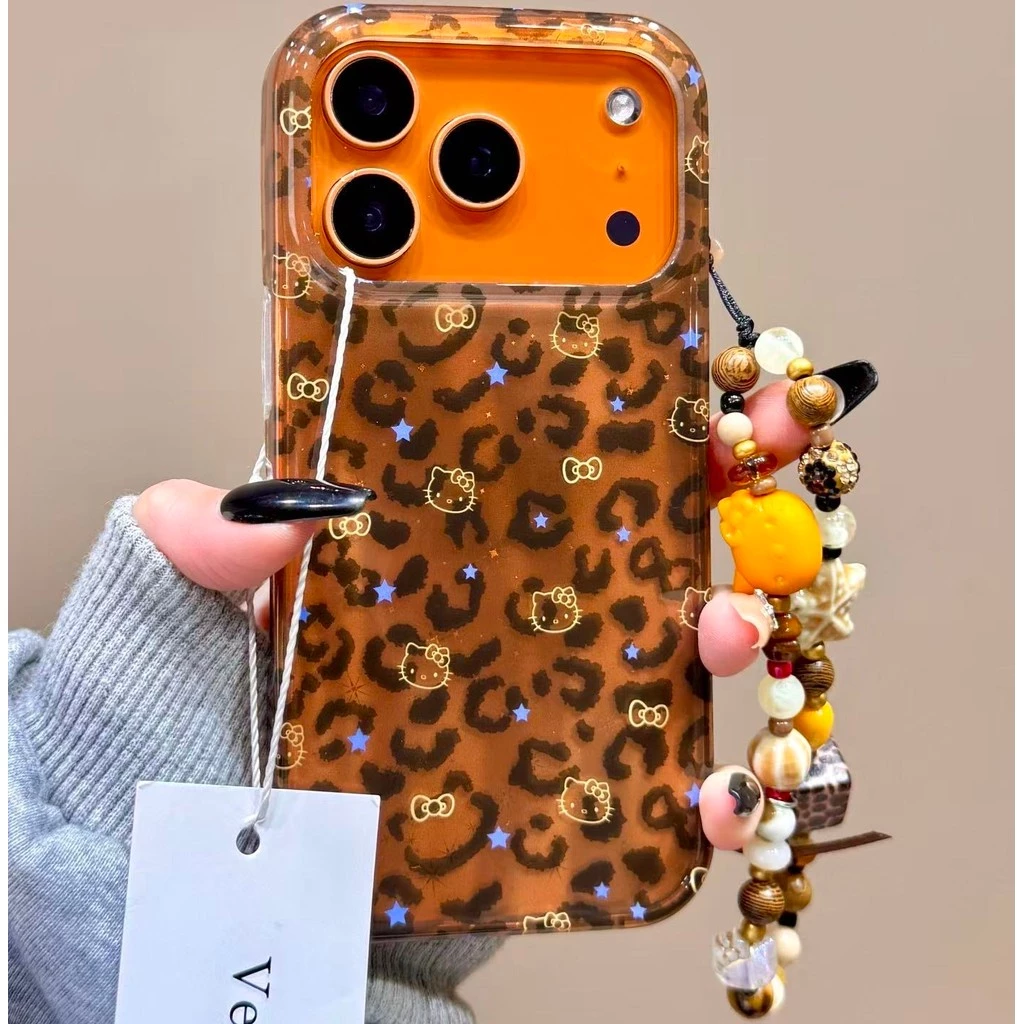 หรูหราเต็มหน้าจอสีน้ําตาลด้านล่างเสือดาวเส้น เคที แมวเคสโทรศัพท์สําหรับ ไอโฟน17 มือโปร สูงสุด 16 15 14 13 มือโปร สูงสุด กันกระแทกป้องกันกล้องป้องกันการหล่นฮาร์ดปกหลัง