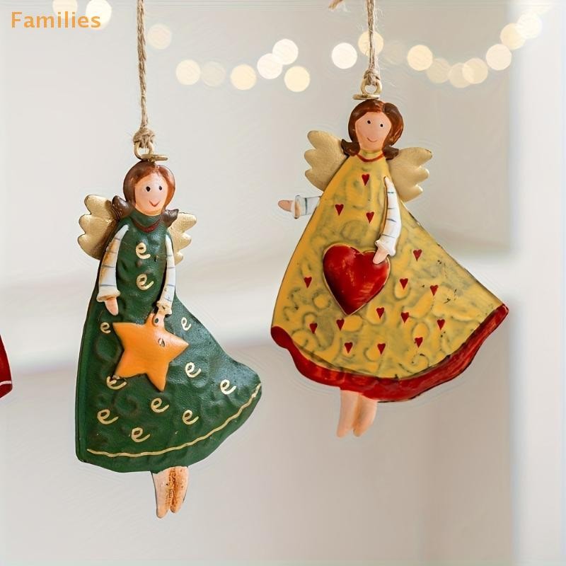 Families> 4 ชิ้น/เซ็ต Vintage Angel Decor แฟนตาซีไม้ Xmas Tree เครื่องประดับตกแต่งบ้านปีใหม่ของขวัญตกแต่งคริสต์มาสได้ดี