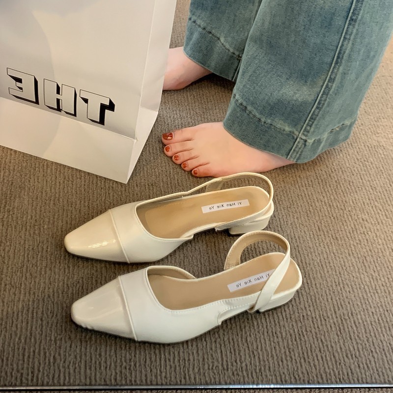 🎀พร้อมส่ง🎀รองเท้าแตะหัวแหลมสไตล์ฝรั่งเศส รองเท้าส้นแบนสีพื้นเรียบๆ สีนู้ด มีสไตล์และสะดวกสบาย - รูปที่ 6