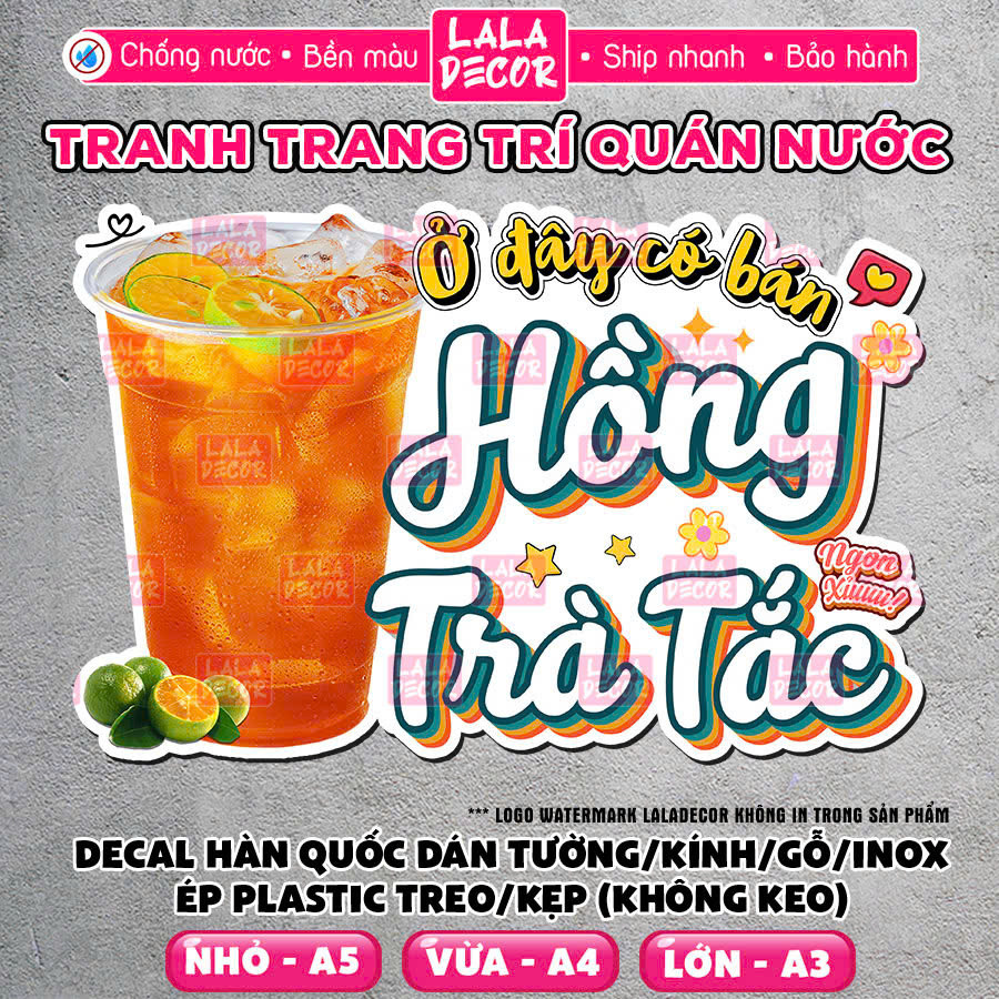 กันน้ํา Black Tea Tac สติ๊กเกอร์ติดผนัง Decal Pre-gated/พลาสติก Black Tea Tac Decal, Shop Decorative