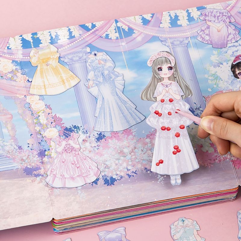 公主换装磁力贴纸书到岁儿童反复贴画专注力益智玩具安静书Princess Dress-up Magnetic Sticker Book to Age Children Repeatedly20250924 ราคา ถูกที่สุด ดีลบีเคเค แกลเลอรีภาพที่ 4