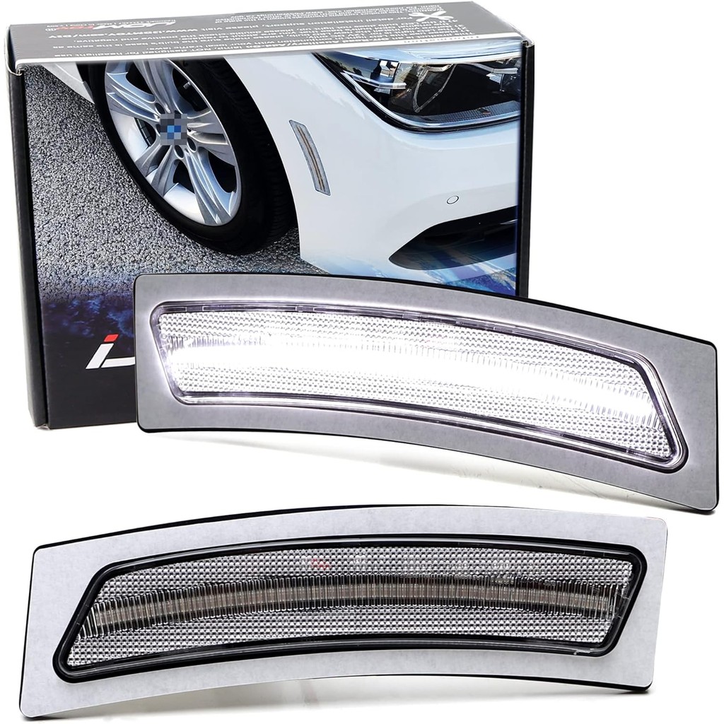 IJDMTOY เลนส์ใสสีขาว LED ด้านหน้ากันชน Reflector เปลี่ยนด้านข้าง Marker Light Kit ใช้งานร่วมกับ BMW 