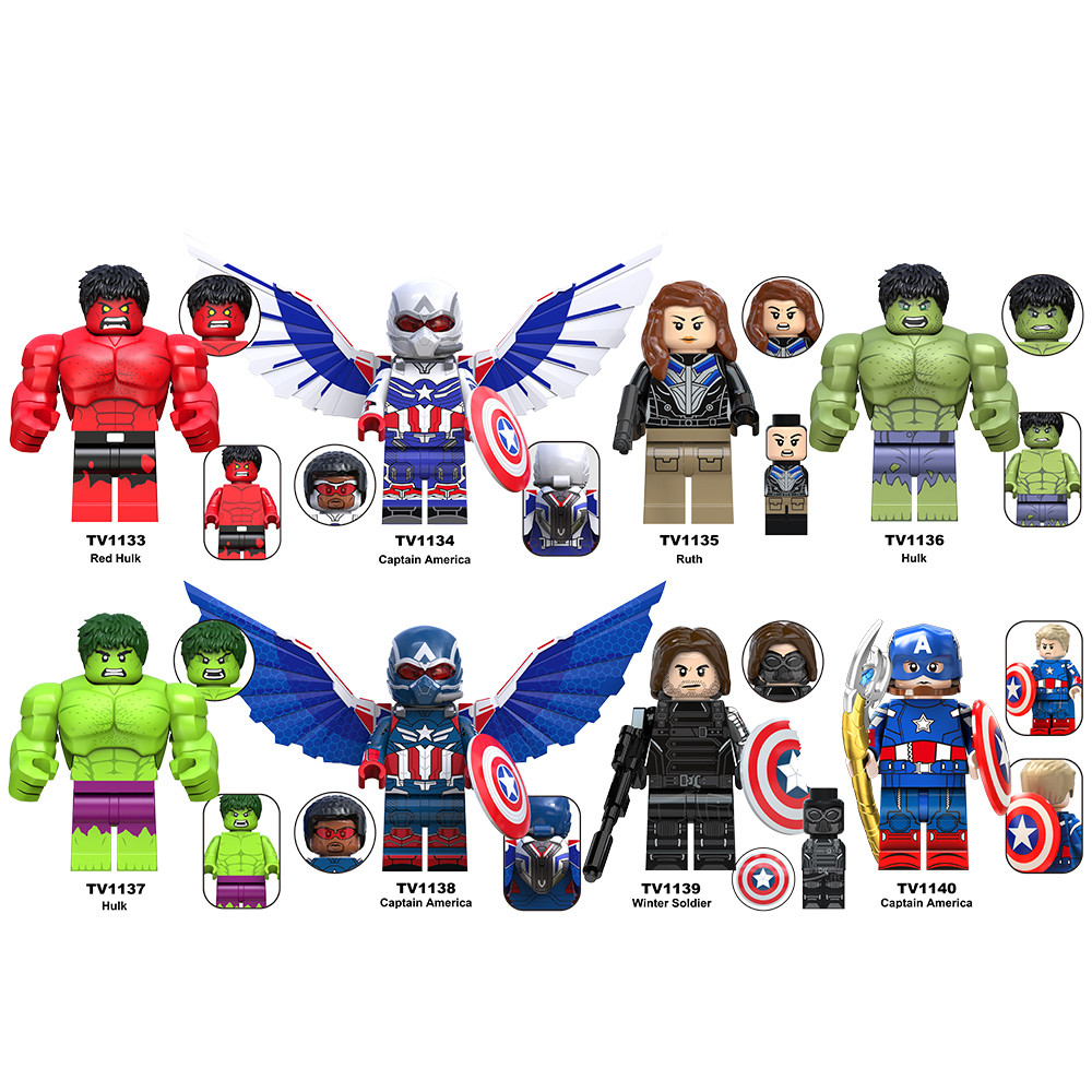 Super Heroes ภาพยนตร์ Sam Wilson Bruce Banner มินิอิฐรูปประกอบอาคารบล็อกของเล่นรูป