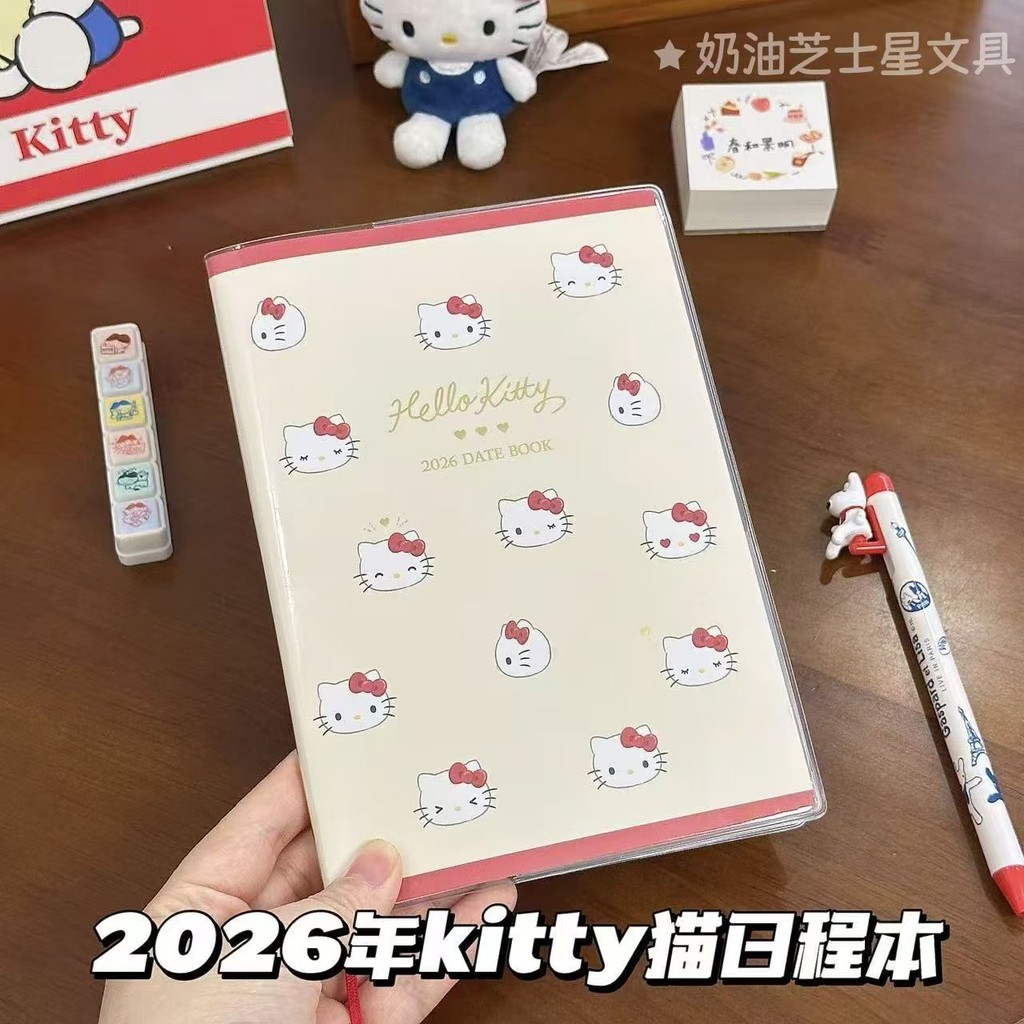 planner 2026 แพลนเนอร์ 2026 2026ใหม่ปฏิทินสมุดสมุดสมุดแมวคิตตี้ย้อนยุคญี่ปุ่นหน้าสี b6สมุดบันทึกสมุด