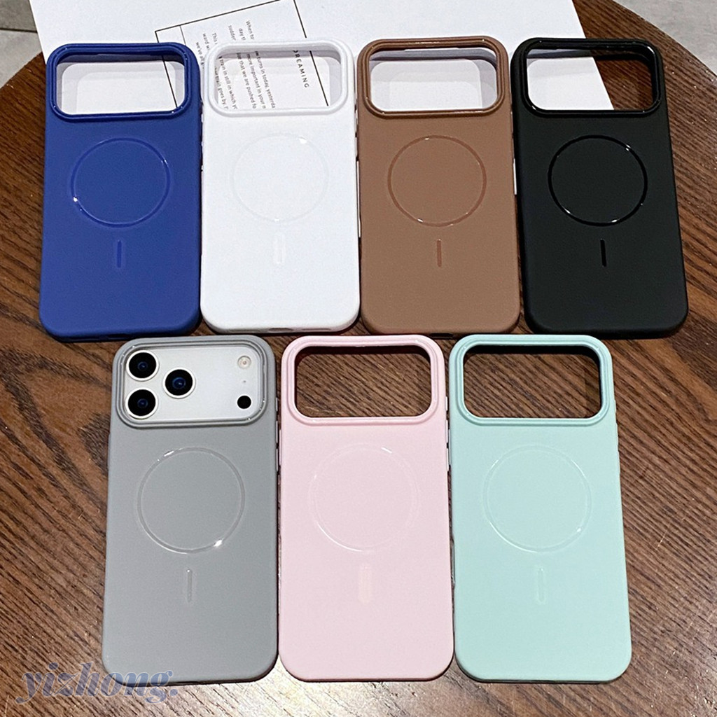 สําหรับ iPhone 17 Air 16 15 Pro Max แม่เหล็กชาร์จไร้สายออกแบบ Unisex แฟชั่นสี Soft TPU ป้องกันโทรศัพท์มือถือกรณี Anti-Scratch Dirt Resistance เปลือกกันกระแทก