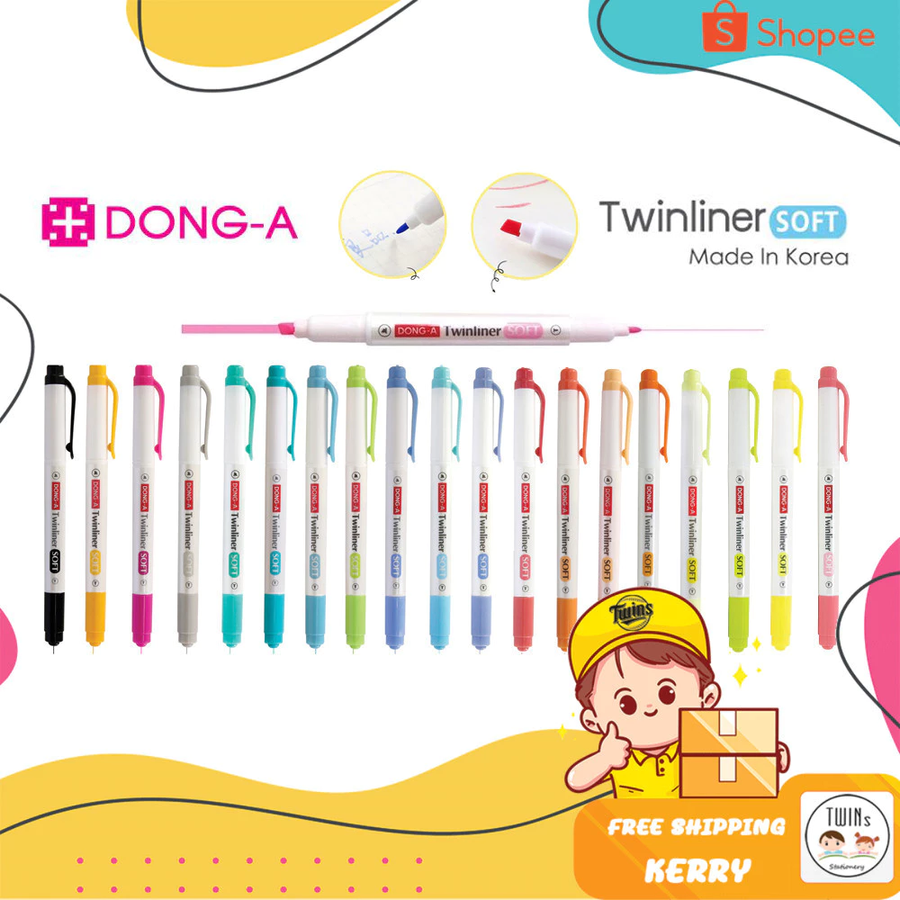 ปากกาเน้นข้อความ ทวินไลเนอร์ Twinliner แยกแท่ง Dong-A