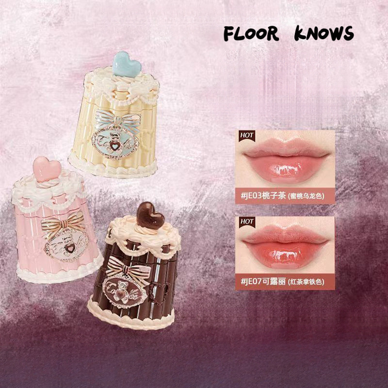 Flower Knows New Sweetheart Bear Mirror Lipstick Film Forming Lip Freeze Refreshing Color Showing Face Cute And Versatile Mouth Red Lip Glaze Lip Makeup