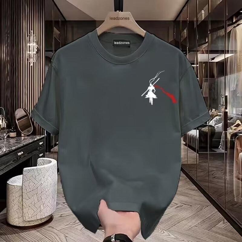 COD 20252024 Summer Short Sleeve Men's Light Luxury Trendy Brand High-end Men's T-shirt New Trendy V