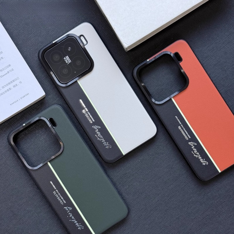 เส้นเรืองแสงเคสโทรศัพท์สําหรับ XIAOMI 15S 15 14 Pro แฟชั่นหนังธรรมดาเคสโทรศัพท์ TPU ขอบนุ่มป้องกันเปลือกป้องกันการล่มสลาย