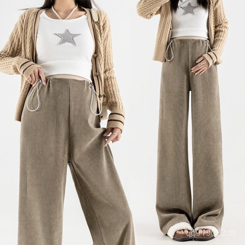 หลวม#侧抽秋冬春秋外穿调节裤子孕妇1592无托腹阔腿裤加绒2592 เอ็นเอ็มวีเค