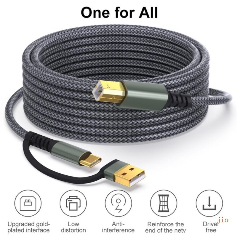 Jio 1m 2m 3 0m 5m สายเครื่องพิมพ์ USB Type C ถึง USB B สายข้อมูลสําหรับเชื่อมต่อเครื่องพิมพ์สแกนเนอร