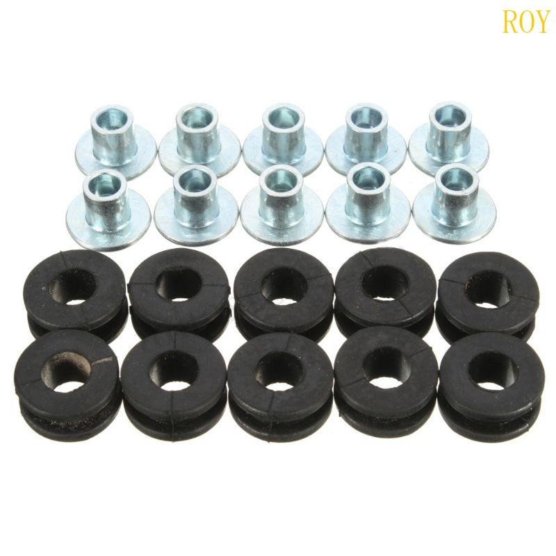 ROY 10 ชิ้นรถจักรยานยนต์ด้านข้างยาง Grommets ปะเก็น Fairings เบาะยาง