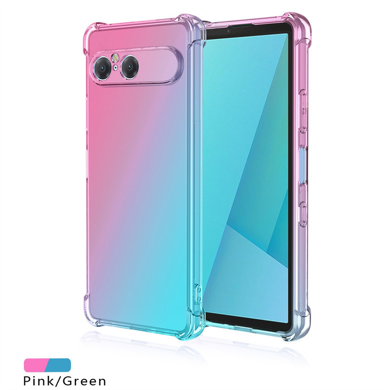 สําหรับ Sony Xperia 10 VII 1 VI Rainbow Ultra Thin กันกระแทกกรณีไล่โทนสีสําหรับ Xperia 10 1 V II ซิลิโคนนุ่มสี่มุม