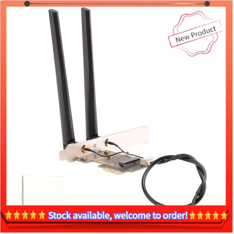 NGFF M2 การ์ดไร้สายเป็น PCI-E Pcie เดสก์ท็อปอะแดปเตอร์แปลง 2 เสาอากาศ AC สําหรับ AX200 9260AC 8265NG