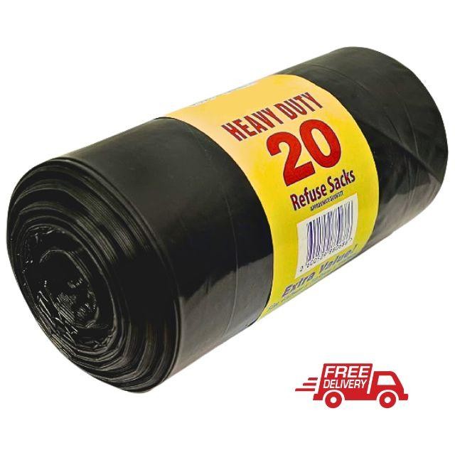 Strong Large Bin Bag 70L สีดํา Heavy Duty Refuse Liners ม้วนทิ้งขยะที่ทนทานแพ็ค 5 ถึง 20
