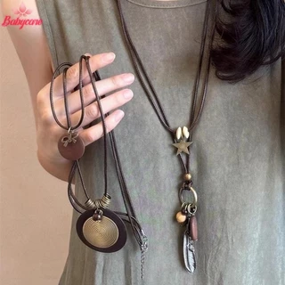 BYCE>Vintage Bohoสร้อยคอโลหะสําหรับผู้หญิงโบราณยาวโซ่จี้Handmade Statementเครื่องประดับชั้นอุปกรณ์เสริมใหม่