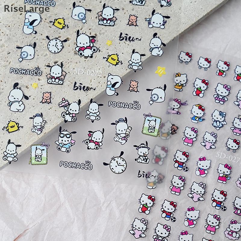 [RiseLarge] 2D Pixel Style Mini Sanrios HelloKitty Nails Art Sticker Multi Expressions Cute Nail Dec