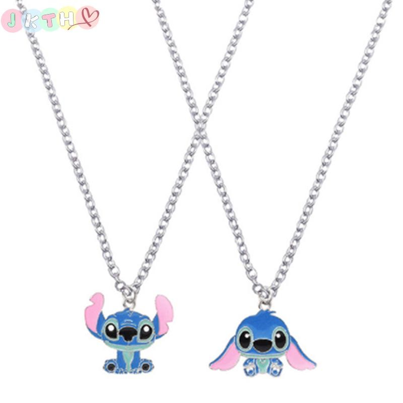 JKTH Disney สร้อยคอการ์ตูน Lilo & Stitch การสร้างแบบจําลองสร้อยคอโลหะอะนิเมะตัวอักษร Stitch Kawaii H
