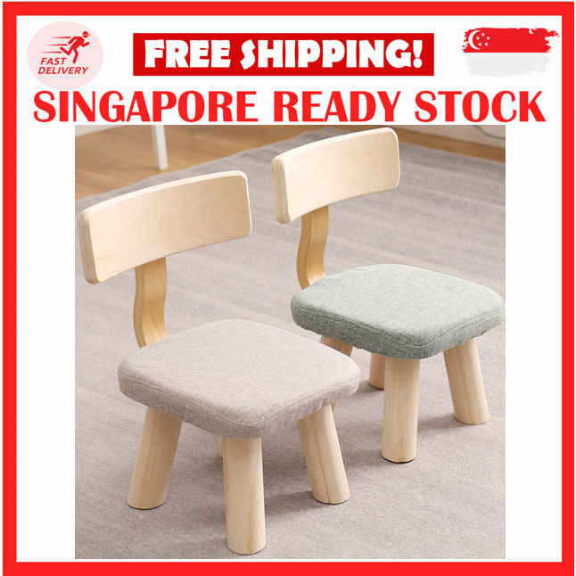 JUZ SMALL WOODEN OTTOMAN STOOL KIDS BACK SUPPORT WOODEN Stool พร้อมเบาะ STEP สําหรับเด็กเด็กวัยหัดเด