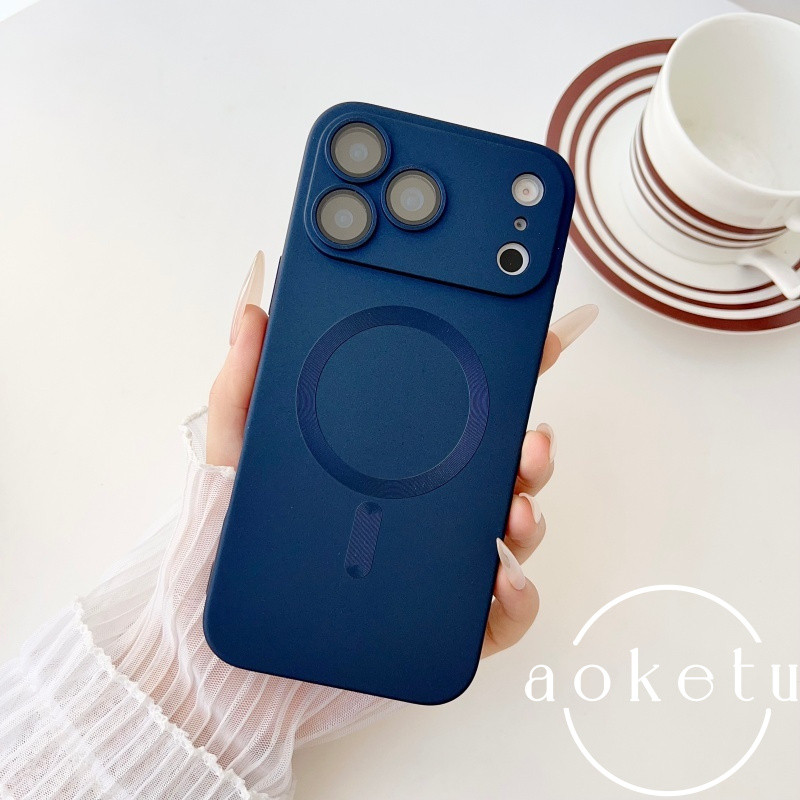 เหมาะสําหรับ แอปเปิล 17 โปรแม็กซ์ เคสโทรศัพท์สีโลหะใหม่แม่เหล็กดูดชาร์จ ไอโฟน 16 มือโปร ความรู้สึกระดับไฮเอนด์ 15 มือโปร เคลือบ 14 แพคเกจเต็มป้องกันการตกเคสนุ
