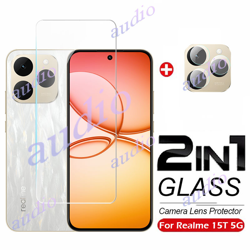 Realme 15T 5G 2In1 กระจกนิรภัยแบบเต็มหน้าจอป้องกันฟิล์มพร้อมกล้องเลนส์สําหรับRealme 15 15T Realme15T 5Gป้องกันหน้าจอฟิล์มสําหรับrealme 15T realme15t 5G
