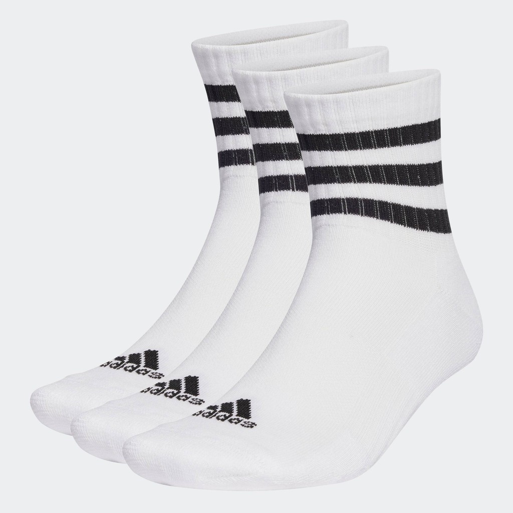 adidas Lifestyle & Basketball 3-Stripes Cushioned Sportswear Low-Cut Socks 3 Pairs Unisex White HT3456