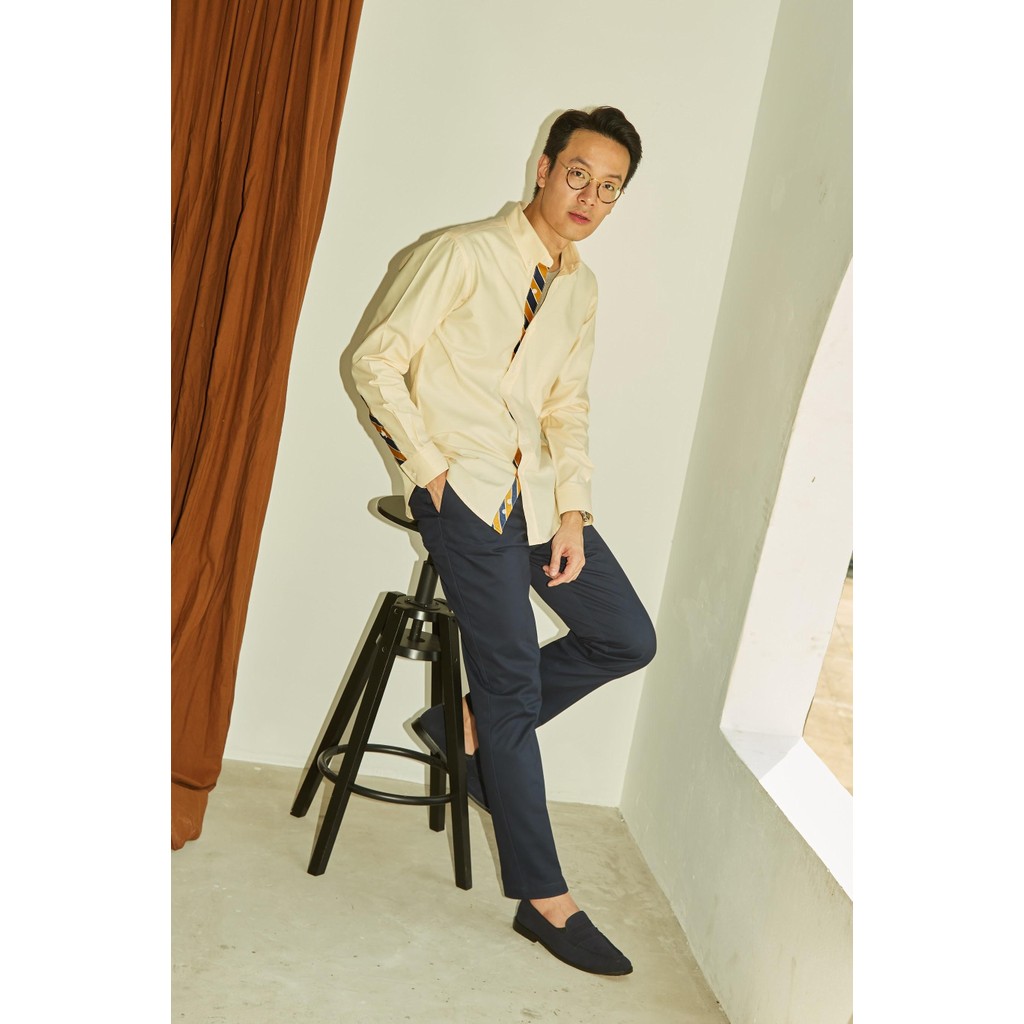 Thesilverneedle - Yellow oxford shirt เสื้อเชิ้ตออกฟอร์ดสีเหลือง สาบเหลือง