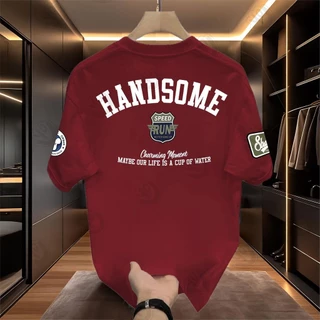 Y-T🧸เสื้อแฟชั่น เสื้อยืด oversize ผ้าฝ้าย100% แนวสตรีท ไม่ต้องรีดผ้า สวมใส่สบาย ผ้านิ่ม ลาย "HANDSOME"