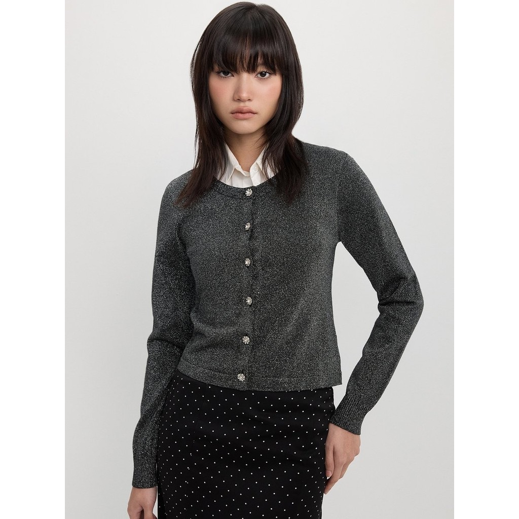 [Pomelo] เสื้อคาร์ดิแกนแต่งกลิตเตอร์ / Glitter Cardigan — صورة 2