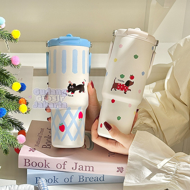 แก้วน้ําสแตนเลส SUS316 น่ารักพาสเทล Handle Tumbler แก้วน้ําน่ารักสแตนเลส Happy Animal Tumbler 900ml 