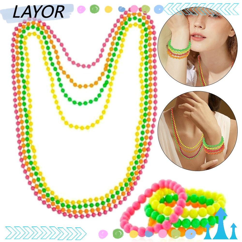 Layar ชุดสร้อยคอมือ นีออน Boho, 4/8 PCS สำหรับวัยรุ่น