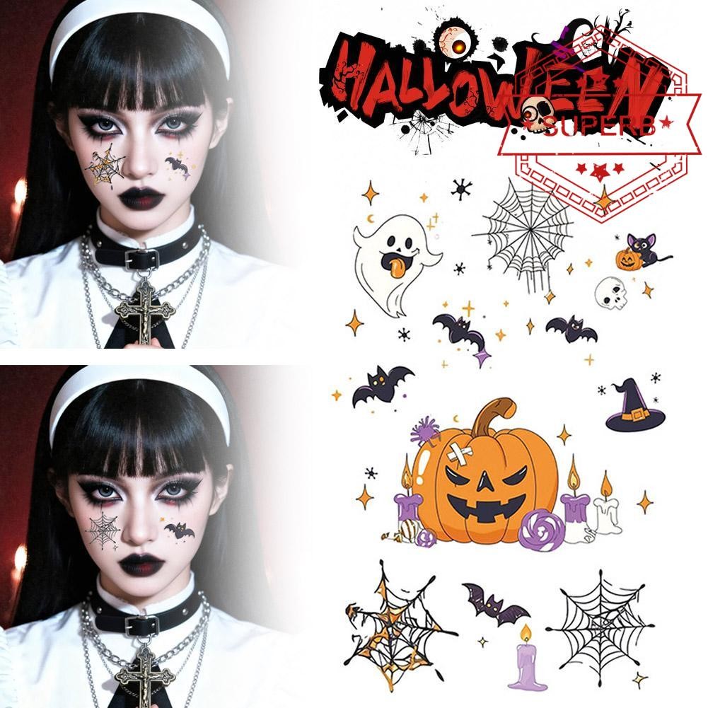 สติ๊กเกอร์ฮาโลวีนสําหรับเด็ก น่ารัก และ Spooky กันน้ํา สําหรับแต่งหน้าหน้า คอสเพลย์ และ E1c6