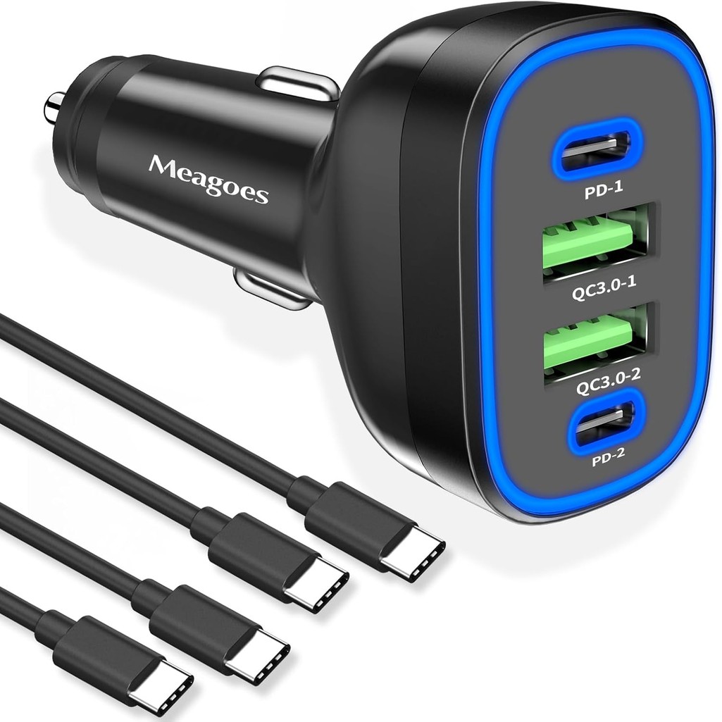 90W 4 in 1 USB C Super Fast Car Charger สําหรับ iPhone 17 Pro Max/Air/16/15/iPad, S25, พิกเซลโทรศัพท