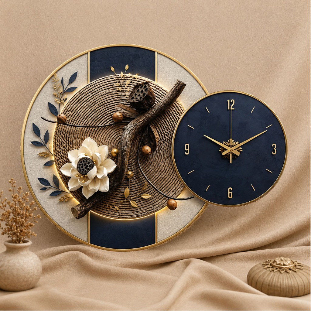 BOHO FLOWER AESTHETIC LED HOME นาฬิกาแขวนบ้านหวานตกแต่งผนังห้องนั่งเล่น - ตกแต่งห้อง