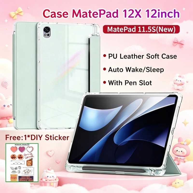 เคส Huawei MatePad 12X 12 นิ้วพร้อมช่องเสียบปากกาเคสแม่เหล็กด้านหลังโปร่งใส HUAWEI MatePad 11.5S / 1