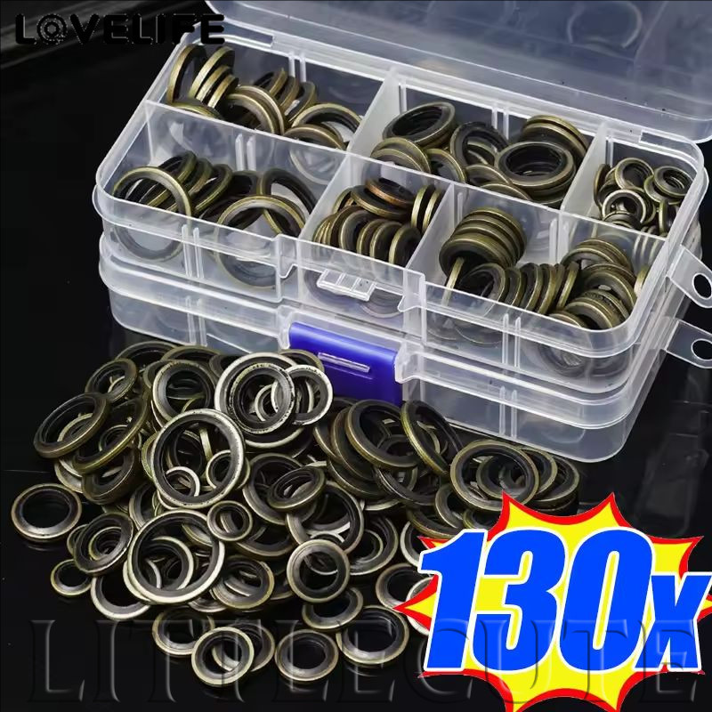 [อัตโนมัติ&3ค] 130ชิ้น/กล่อง-น้ํามันกระทะท่อระบายน้ําสกรูปะเก็นกล่องอลูมิเนียมปะเก็นชุดซ่อมรถยนต์เครื่องมือซ่อมกล่องอลูมิเนียมปะเก็นร /ราคาด
