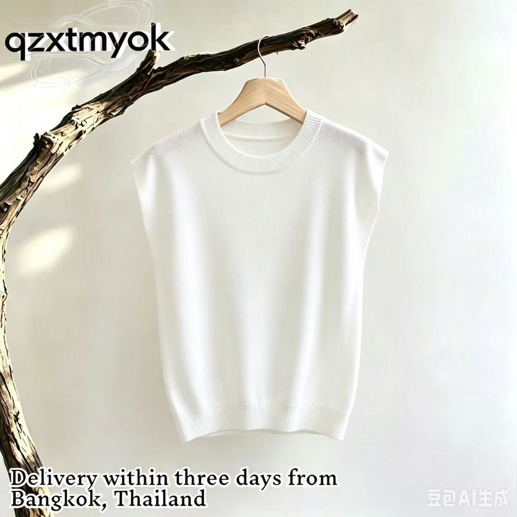 เสื้อกล้ามถักผู้หญิงคอกลมฐานระบายอากาศนุ่มเสื้อกล้ามด้านในหลากสี