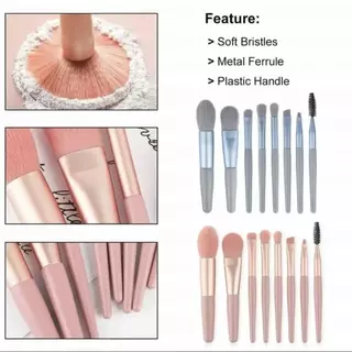 ชุดแปรงแต่งหน้า 1 เซต มี 8 ชิ้น เซตแปรงแต่งหน้า Foundation Eye Shadow Blush เครื่องมือแต่งหน้าความงามแบบพกพา