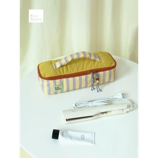FunSeen FunSeen Striped Curling Iron Storage Bag Quilted Hair Dryer Anti-Collision Bag Cosmetic Travel Storage Bag
