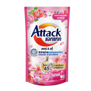 LeeMart น้ำยาซักผ้า แอทแทค Attack 600ML ซักผ้า ซักน้ำ แอดแทค สูตรเข้มข้น สีชมพู ชาร์มมิ่งโรมานซ์ ขนาด 600 มล.